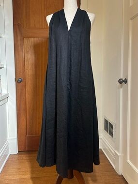 chinese dress ladies Verlaine White Linen Blend Maxi Dress - US 14